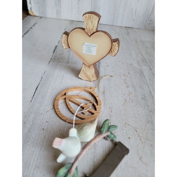 Religious cross bless this nest bird ornament Xmas set figure decor - Picture 6 of 6